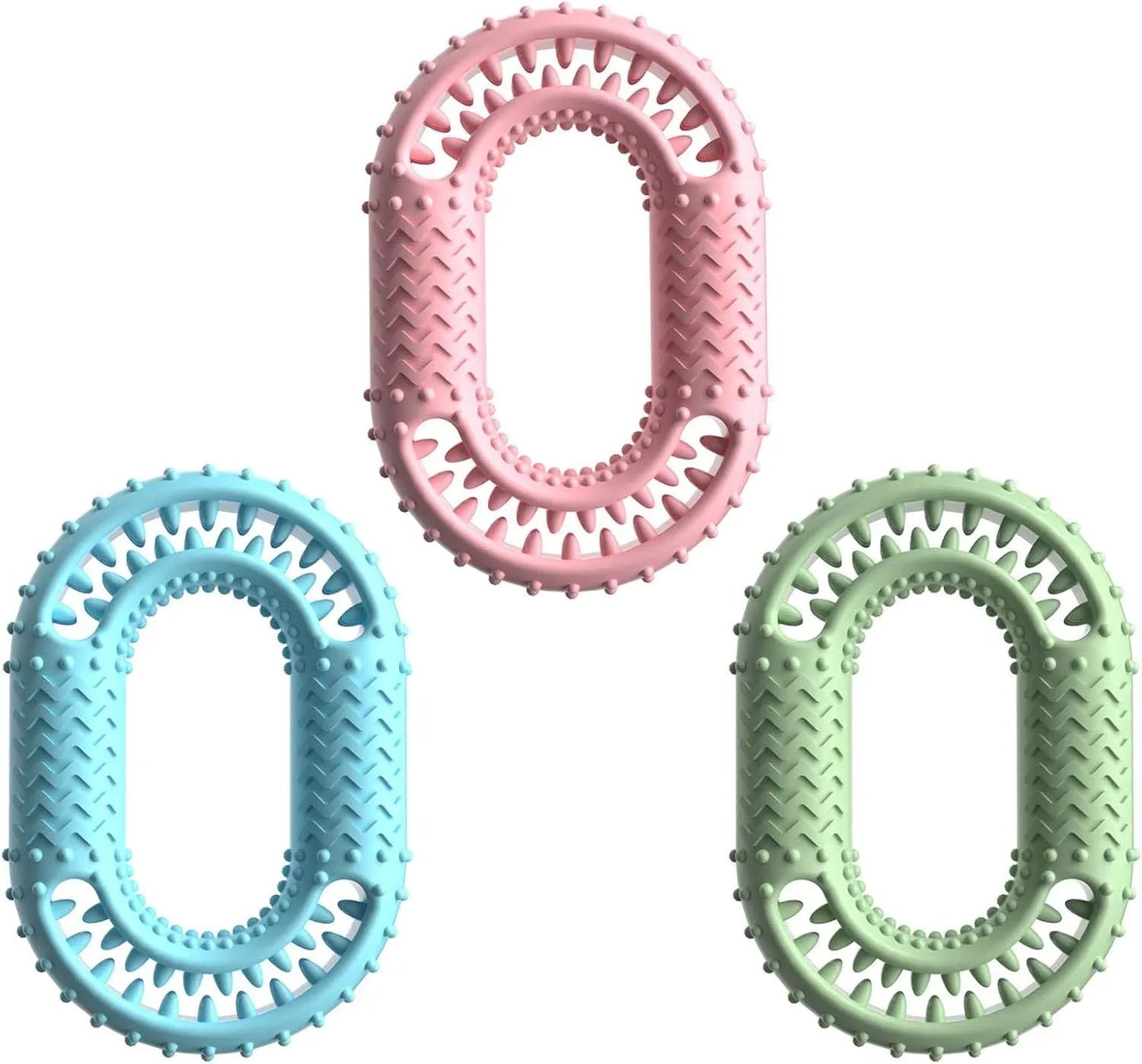 Blue O-ring shaped dog chewing toy for aggressive chewers and dental care
