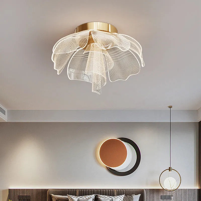 Flower acrylic ceiling light with iron frame offering tricolour white and warm light options 55cm
