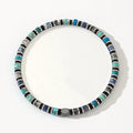 Bohemian hand-woven bracelet with cylindrical semi-precious stones