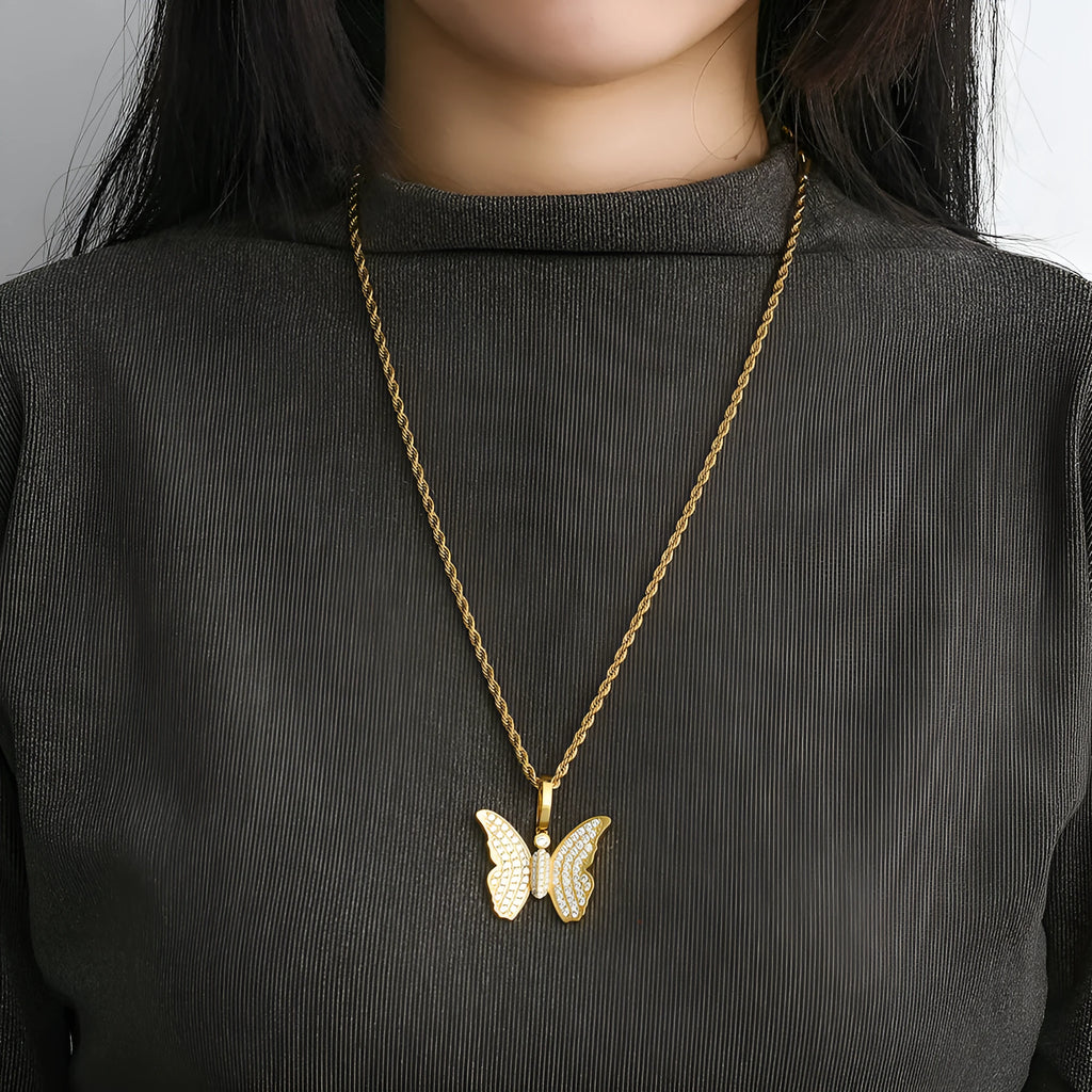 Electroplated gold plated solid copper twist chain necklace 60cm with white zirconia stones