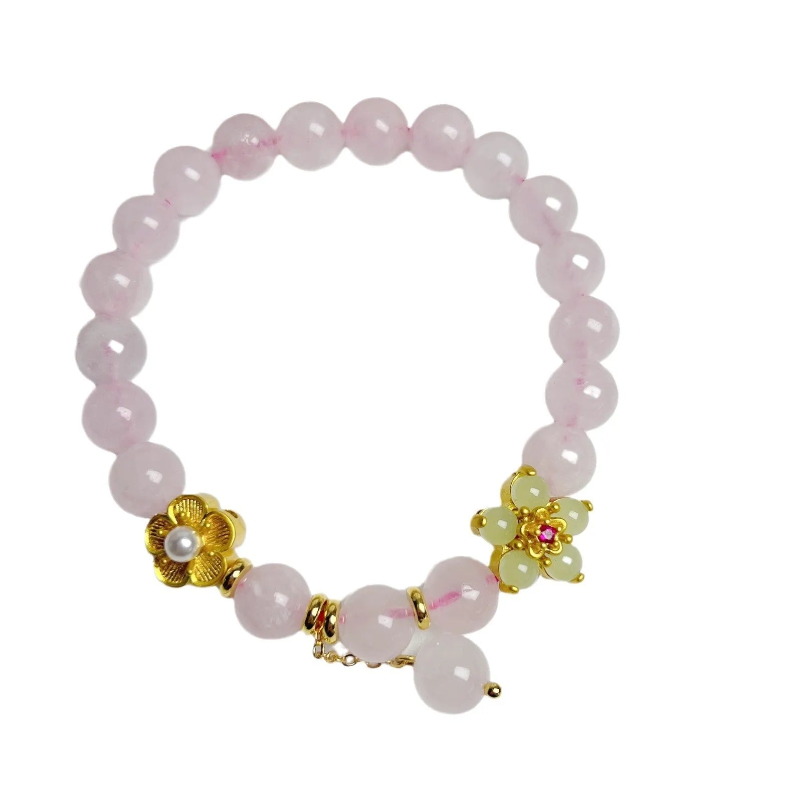 Pink crystal Peach Blossom bracelet with hand-made processing for women's travel commemoration