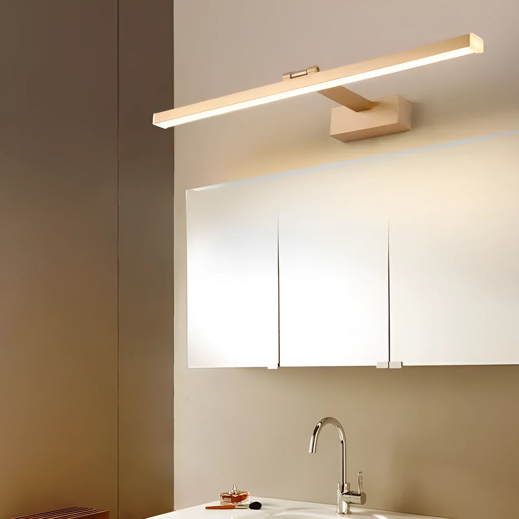 Front LED mirror cabinet lamp with aluminium alloy frame, waterproof and anti-rust, in gold light body with white light 6000K