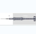 Precision screwdriver with grenade-shaped aluminium handle and multiple bit types for iPhone repair