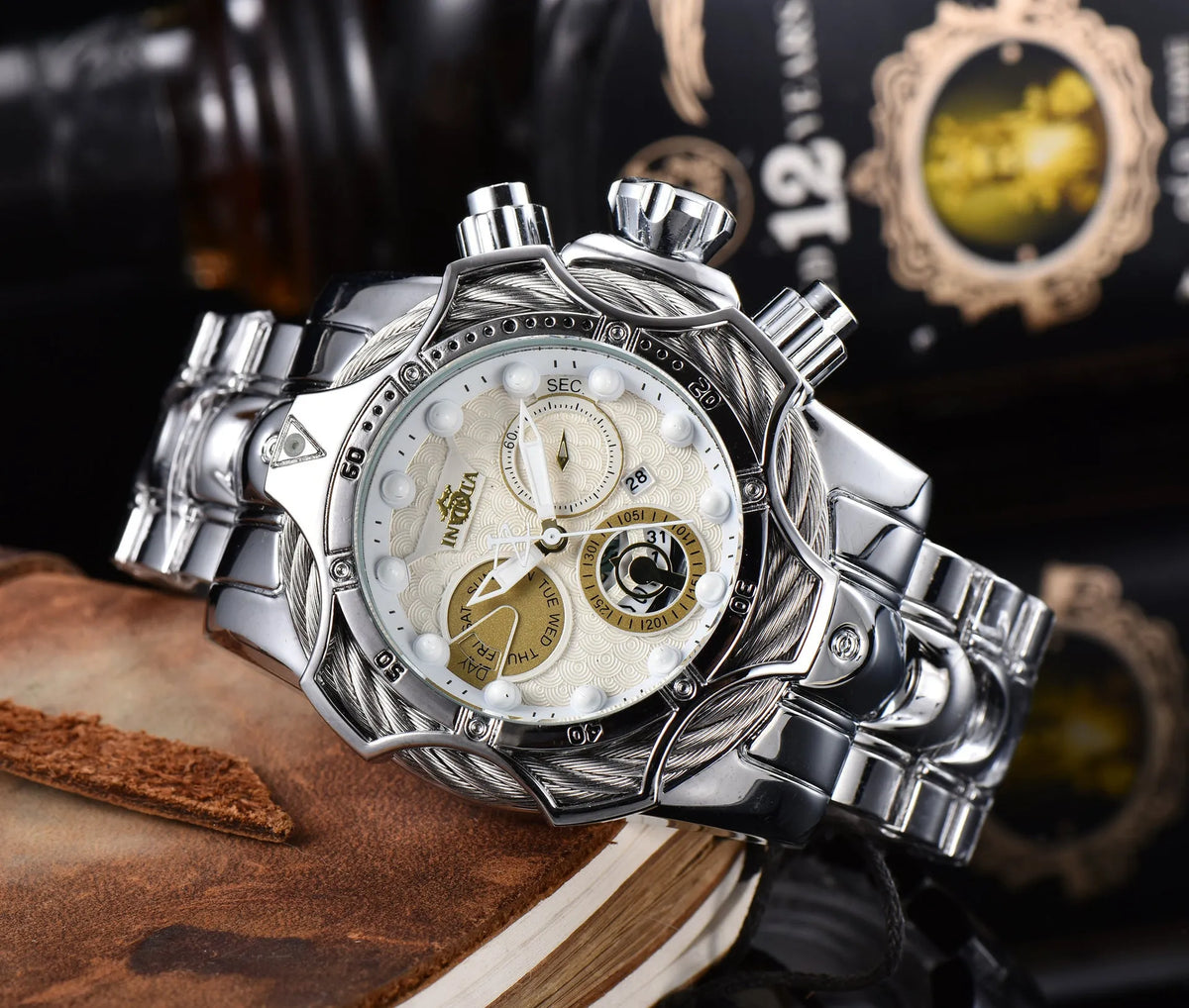 Invicta large plate clown watch with square dial, silicone case and rubber strap