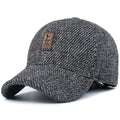 Men's wool felt winter baseball cap with short curling brim, dome top, in coffee brown colour