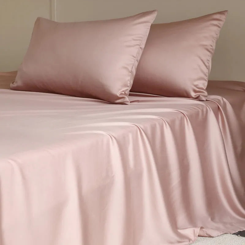 Tencel Lyocell solid colour bed sheet in light gray with twill weave texture, available in single to super king sizes