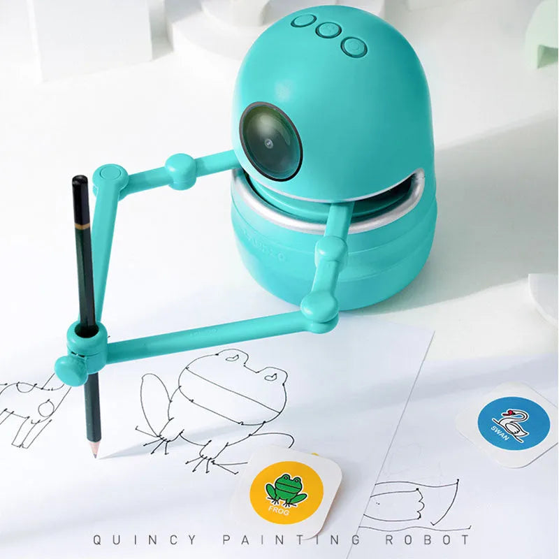 Painting robot for kindergarten children and students, ABS plastic, 153 x 105 mm, English version with suction cup base.