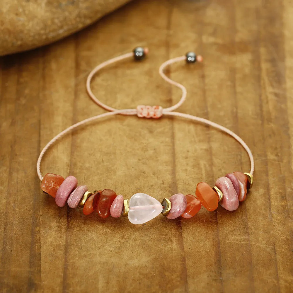 Women's geometric beaded stone bracelet in a fashion OL style, showing handcrafted detail.