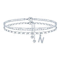 Copper double circle anklet with bead design and letter styling options in silver colour