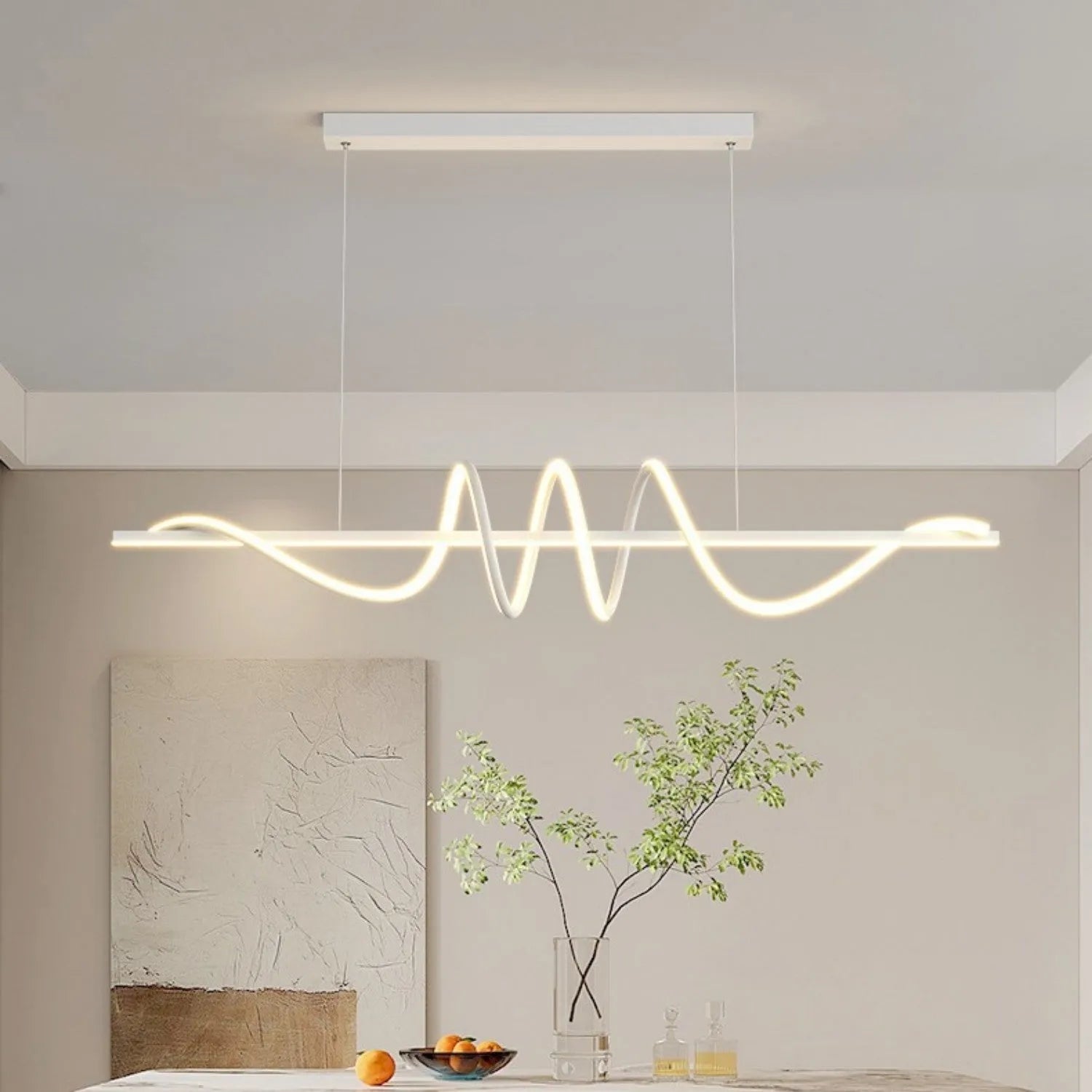 Three ring minimalist LED long bar pendant light in black finish with iron construction and 1000mm length