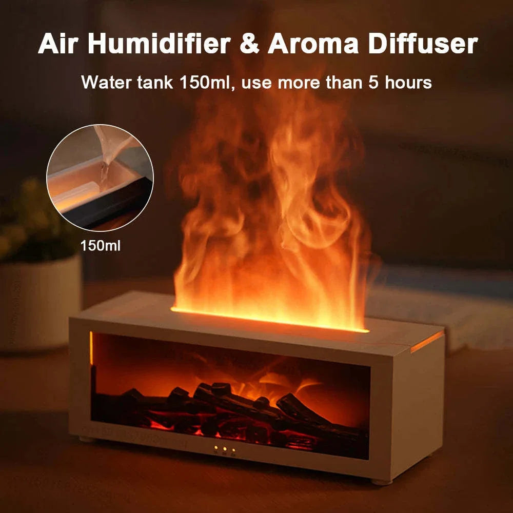 Relaxing 3D Flame Humidifier with Color Mood Lighting, Large Water Tank, and Customizable Mist Output