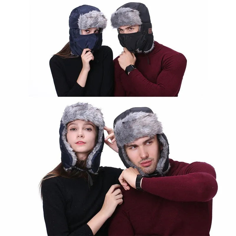 Bluetooth bomber hat with acrylic plush lining, Bluetooth 4.1, 10 m range, built-in earphones, black blue red.