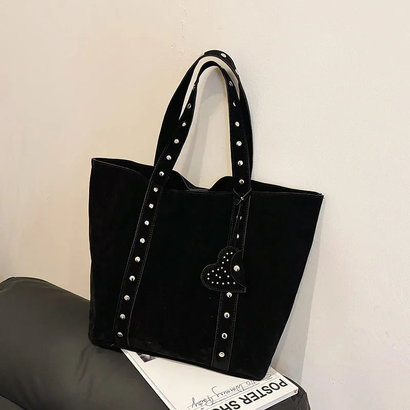 Black PU women's tote bag with double shoulder strap, shown with dimensions 33cm wide by 32cm tall.