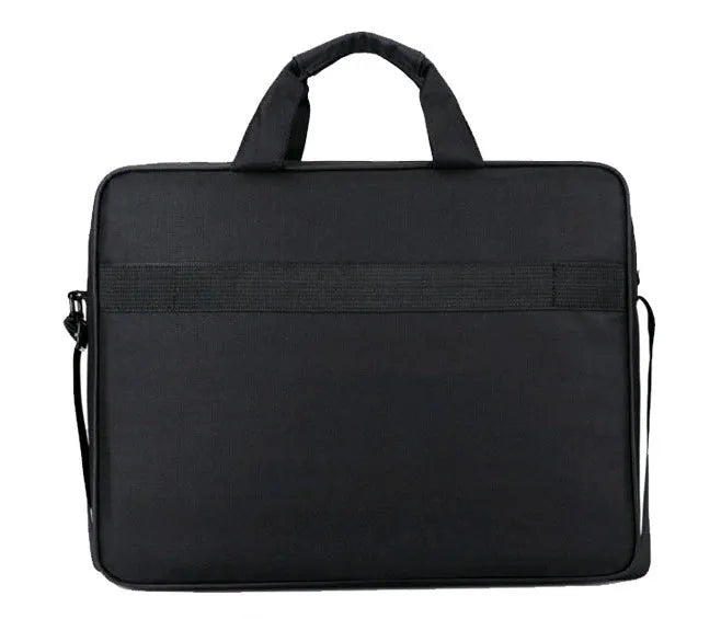 Black polyester laptop bag for 15-inch and 15.6-inch ASUS computers with shoulder strap and multiple pockets.