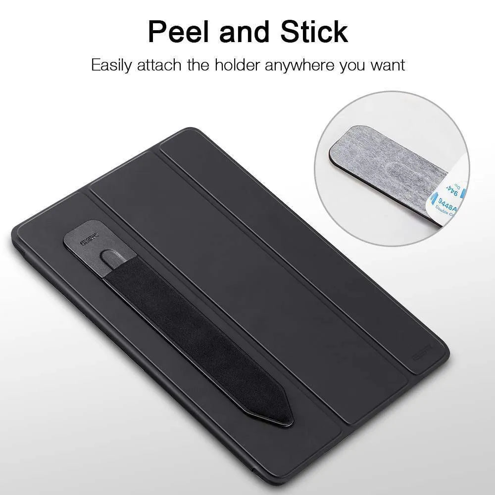 Silicone Apple Pencil holder with bandage back cover in black, white, rose gold, or silver.