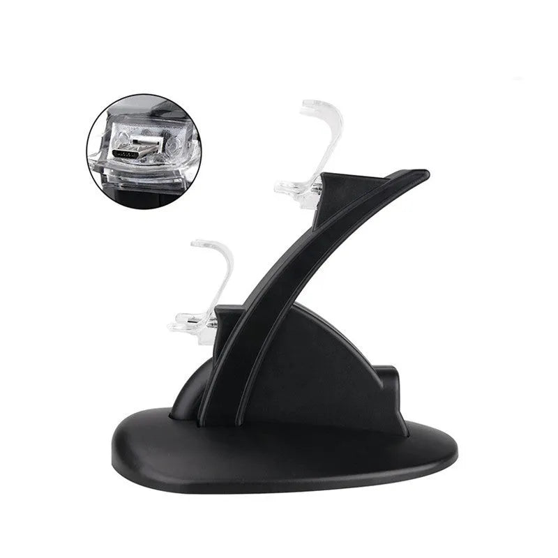 Black Xbox dual controller charging stand for Xbox One and Xbox One S gamepads
