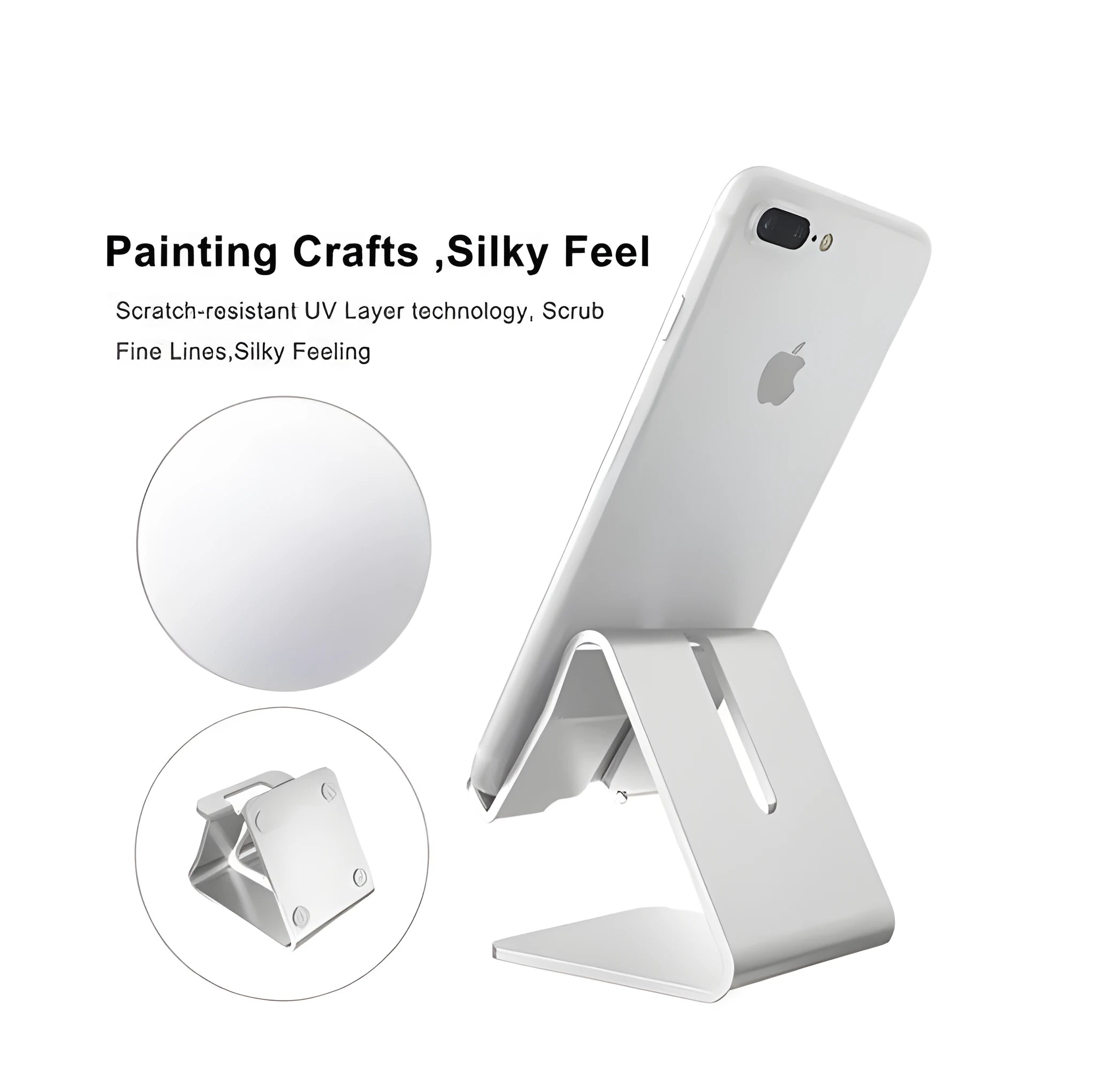 Aluminium alloy adjustable mobile phone tablet stand in black on a desk