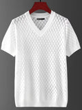Men's ice silk cut-out V-neck T-shirt in Korean style with short sleeves for summer leisure wear
