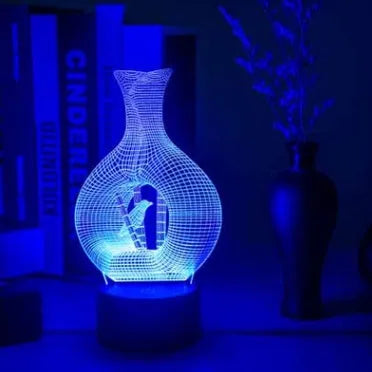 Creative 3D LED night light with acrylic plate on ABS base showing multi-colour illumination