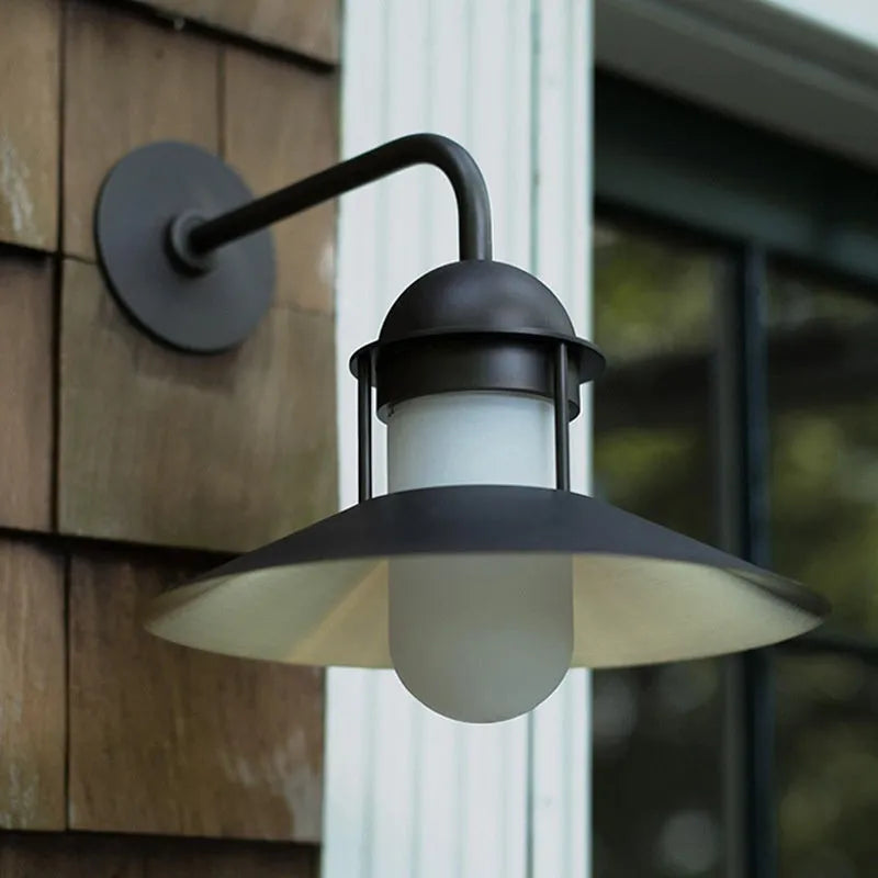 Minimalist retro outdoor waterproof wall lamp in black, 318mm wide, 85-265V single wall light
