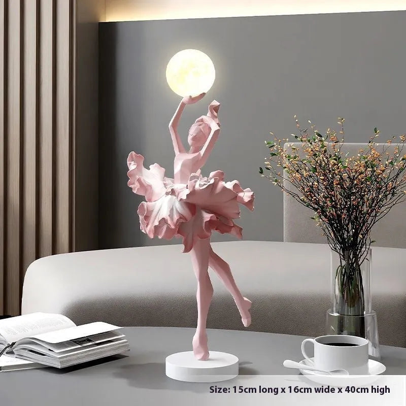 Art Girl style resin night lamp with USB charging cable in one of four colour options