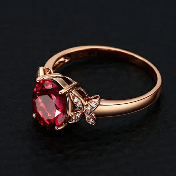 Women's copper butterfly ring with 18k rose gold plating in heart shape design