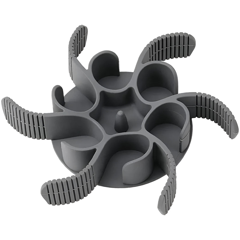 Red silicone dog slow feeder insert with spiral design and suction cup base