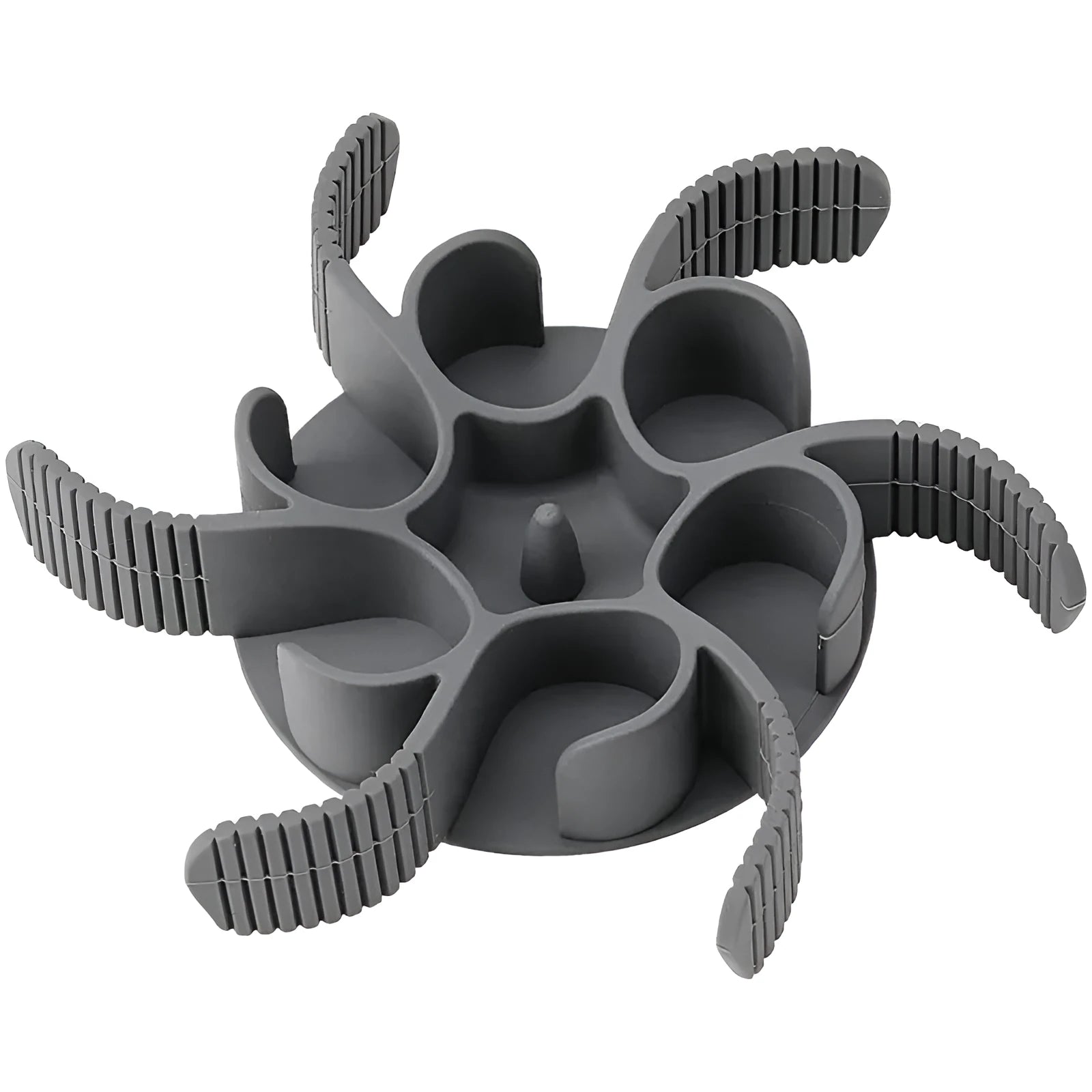 Red silicone dog slow feeder insert with spiral design and suction cup base