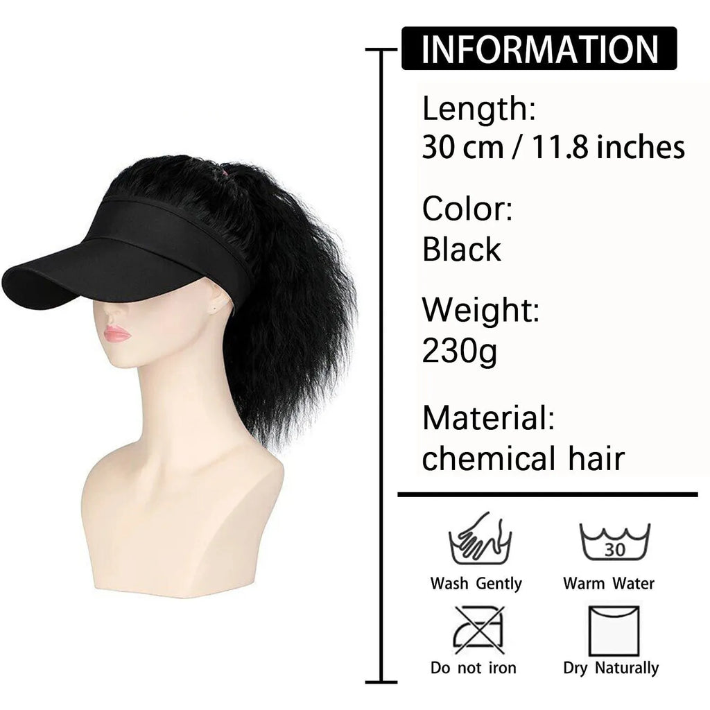 Women's hooded wig with horse tail waves roll design in domestic silk material, short natural style