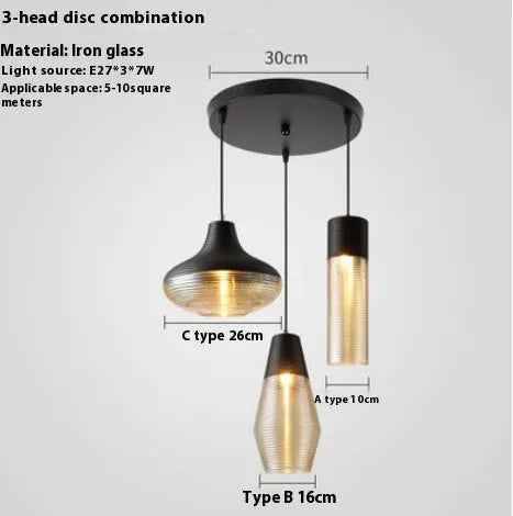 Glass creative chandelier for modern staircase cafe bar restaurant 220V pendant light