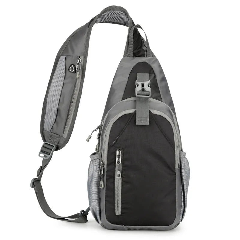 Unisex nylon crossbody chest bag with contrast colour detailing in seven colour options