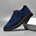 Men's flat bottomed casual tennis running shoes in dark blue black brown with EVA upper and rubber sole