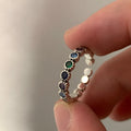 Women's adjustable ring with retro silver finish and round zircon geometric design