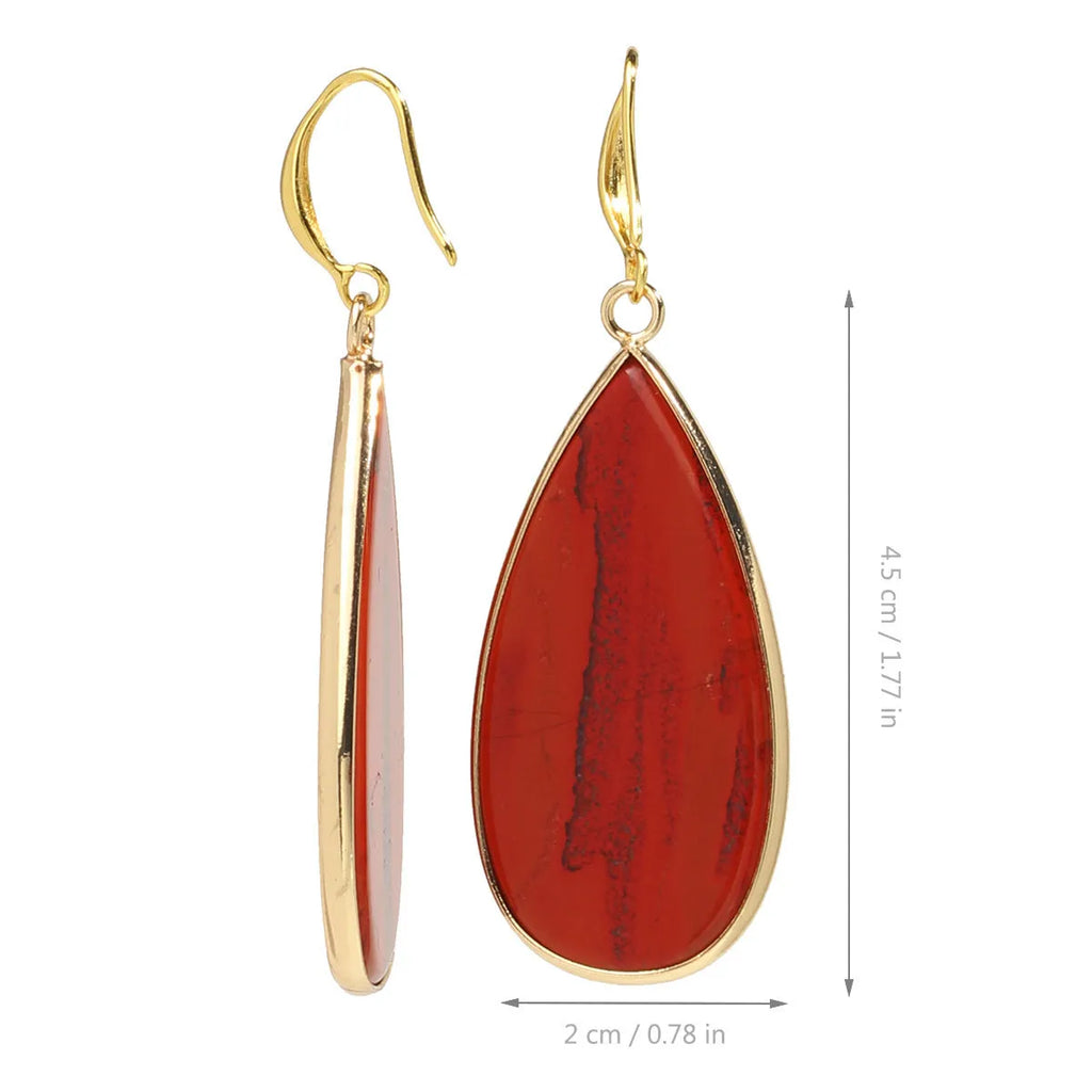 Vintage tigereye long water drop earrings with stone materials and manual processing