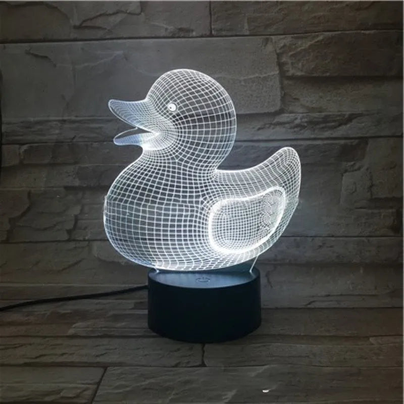 Little yellow duck 3D night light with colour-changing LEDs and remote control