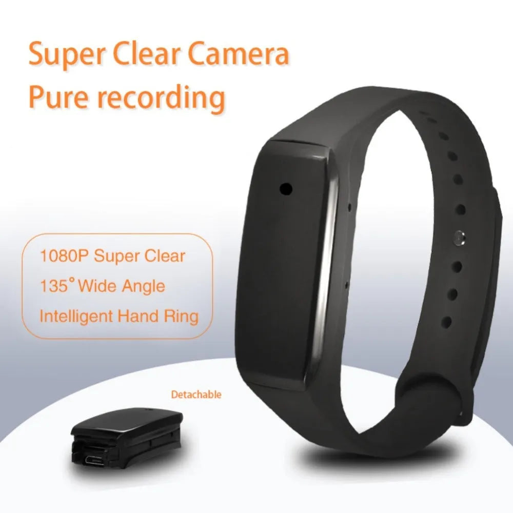 EDAL K18 black silicone wristband with small camera dial for HD video recording.