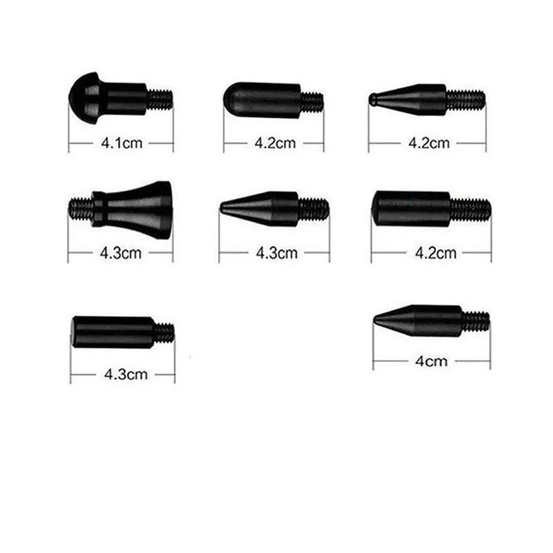 Silver spring steel car dent repair hook tool with 16 replaceable heads for no-paint dent removal
