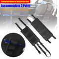 Black fishing rod holder for car seat, 180 x 380mm, holds three rods, neoprene wrap