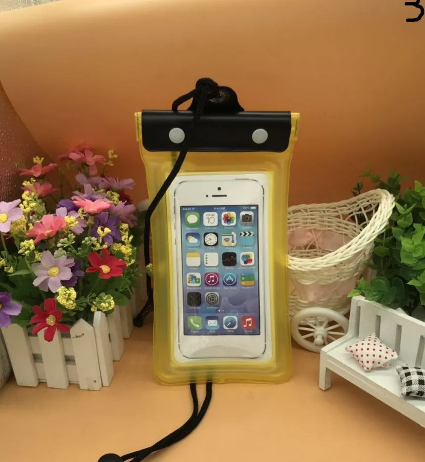 Mobile waterproof bag PVC pouch with three-layer seal plus double snap, 6-inch capacity and 7-inch customisable size