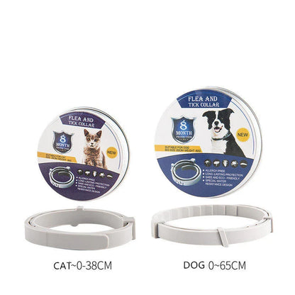 Adjustable insect repellent collar for cats and dogs, made with natural plant-based ingredients to provide up to 8 months of pest protection