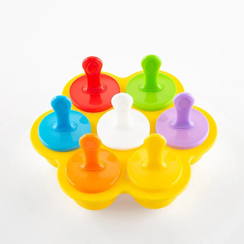 Silicone popsicle mold in various colors for making homemade ice cream, popsicles, and frozen treats