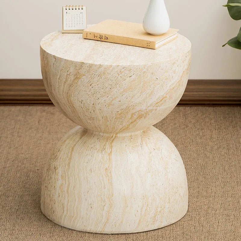 Hourglass imitation cave stone corner tea table made from magnesium oxide in a modern simplicity style