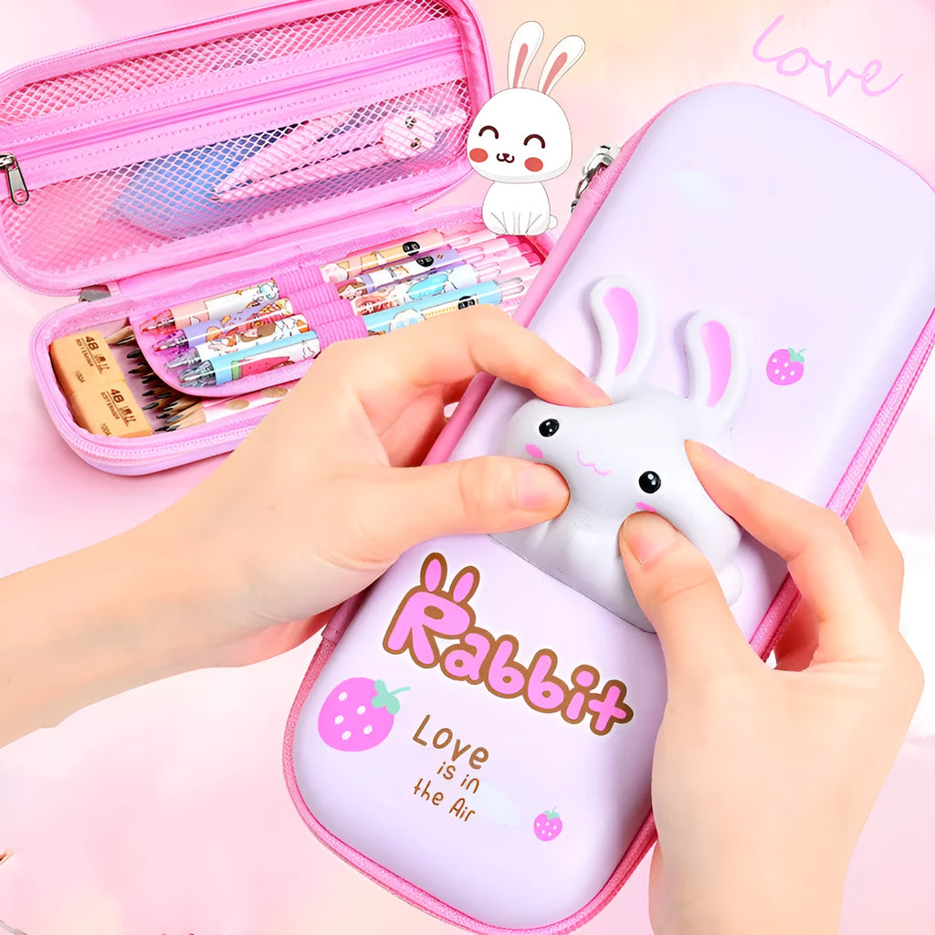 3D decompression pencil case EVA material square design cartoon pattern
