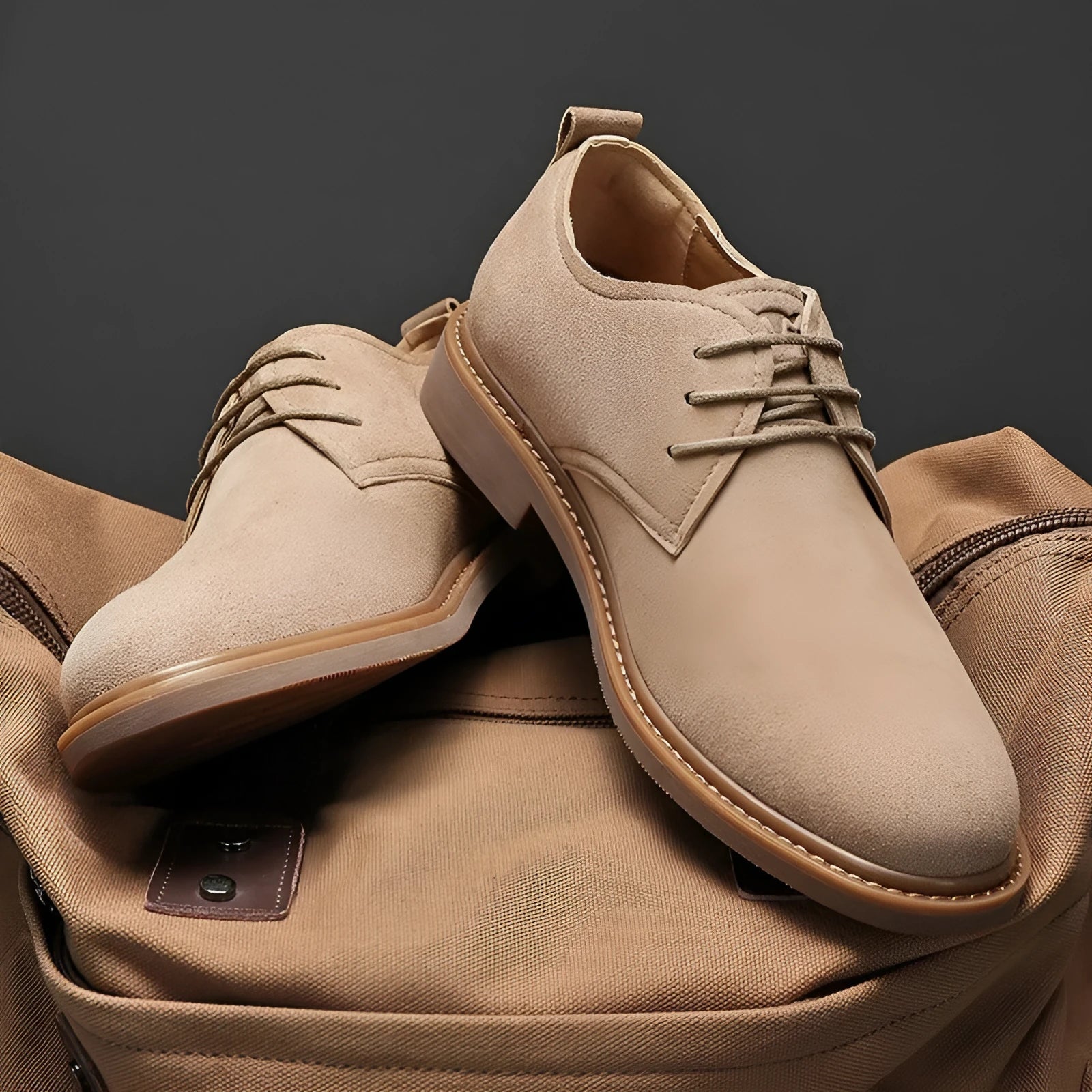 Men's retro British Martin shoes PU leather lace-up work boots apricot colour round toe rubber sole