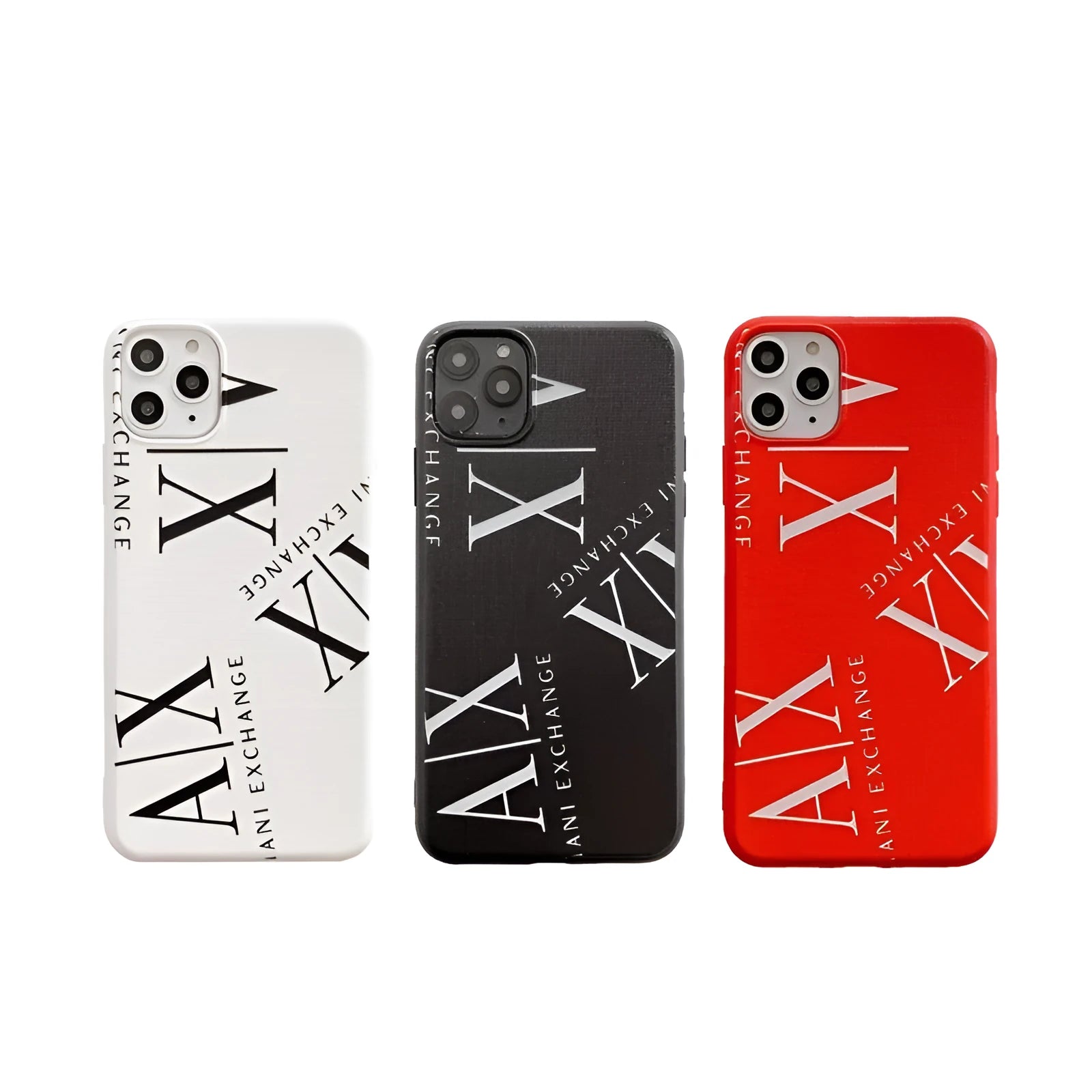 Silicone iPhone case in black, white or red colours compatible with iPhone 11, 7, 8 and X series models