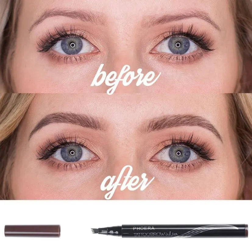 Ultra-fine four-comb waterproof eyebrow pencil in Blonde, Brown, and Brunette with compact 13g size