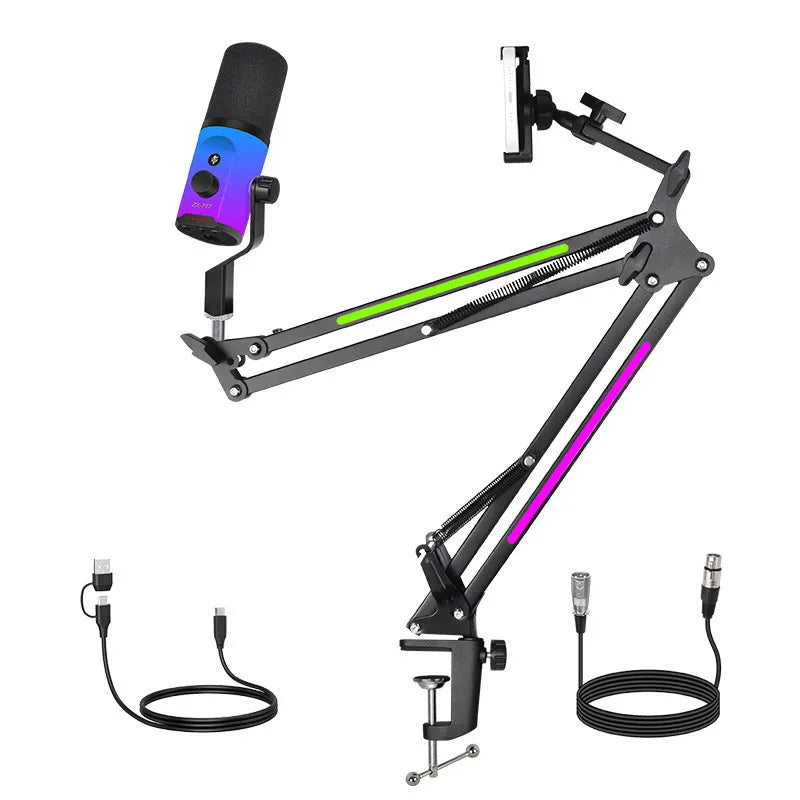 ZX777 moving coil USB XLR microphone with noise reduction and RGB bracket