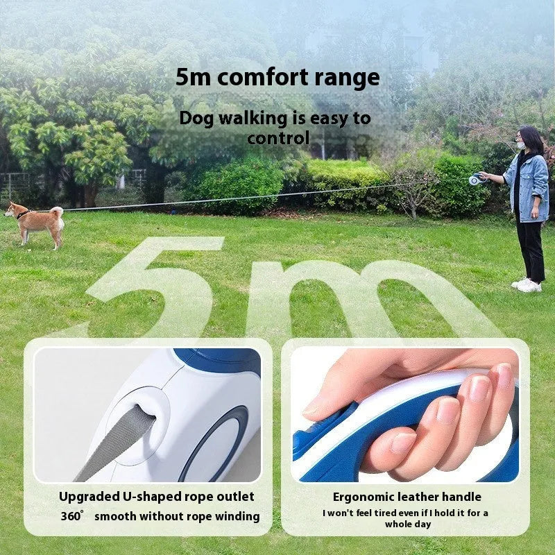 Blue 3 metre retractable dog leash with explosion-proof design for medium and large dogs made of PP and TPR