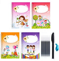 Hard cover magic practice writing book with disappearing ink pages for reusable handwriting exercises