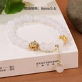 Handmade natural agate bracelet with peach blossom copper parts, 8mm bead size, red and white colour options